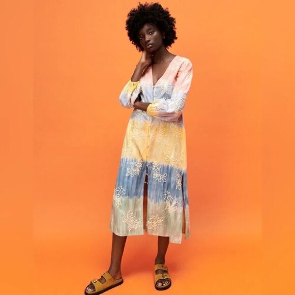 ZARA BOHO TIE DYE DRESS - Picture 6 of 8